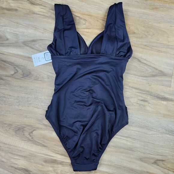 🔹️NWT Black Plunging Vneck One Piece Bathing Suit Small - Picture 6 of 12